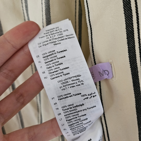 Sandro Paris dress shirt in cream with black diagonal stripes, size medium - Picture 6 of 7